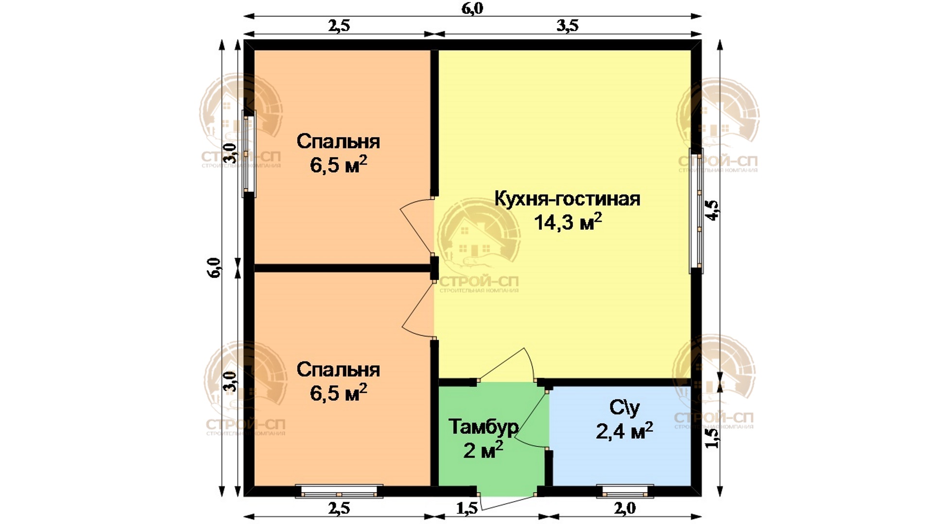 ⛪️ Проект одноэтажного каркасного дома КО03 цена под ключ в Выборге